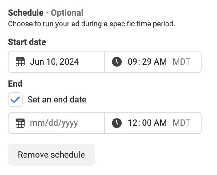 Schedule Ads